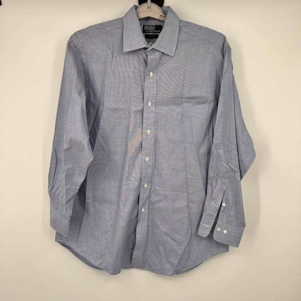 Polo Ralph Lauren‎ Curham Classic Fit Dress Shirt Blue Micro Check 16.5 32/33